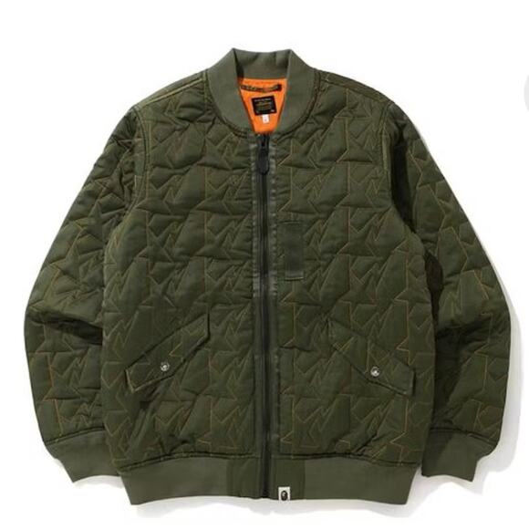 BAPE Sta Quilting Bomber Jacket – FW20, Olivedrab Orange, XL - Picture 1 of 12